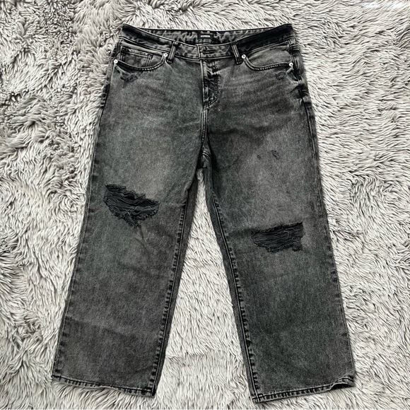 Express size 12P Jeans Black Distressed Ankle Boot - Picture 2 of 12